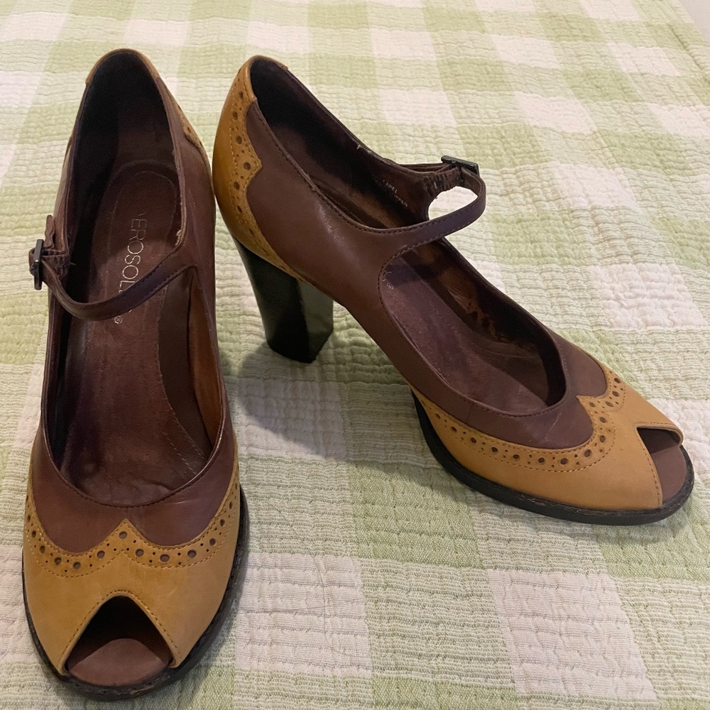 Mary Jane Peep-Toe Heels – Size 6.5